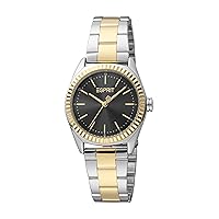 Esprit Women's Black Dial Quartz Analog Watch, Silver/Gold, Silver/Gold, Silver/Gold, Bracelet