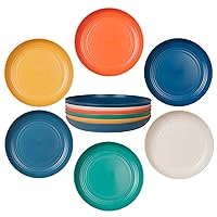 DLF. DONGLINFENG Wheat Straw Plates 6-Piece Unbreakable Wheat Plastic Dinner Plates (Deep Dish/Picnic Plate) 9-Inch