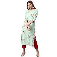Indian Kurti for Womens With Pant | Foil Print Kurta Partywear Kurtis For Women Tunic Set