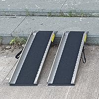 Trolleys,Lightweight Curb Ramps 15Cm/ 25Cm Rise, Wheelchair Threshold Ramp for Steps Stairs Doorway, Handtruck Trolleys Bicycles Scooter Ramp/60Cm Long