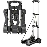 Small Folding Hand Truck Dolly with 2 Wheels, Lightweight Aluminum Foldable Luggage Cart, Collapsible Cart Portable Dolly for Airport Travel Moving Use