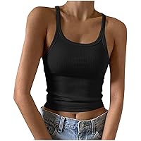 Womens Slim Ribbed Cami Tops Sexy Scoop Neck Sleeveless Tank Tops Summer Basic Casual Camisole Shirts for Going Out
