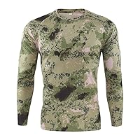 Mens Camo Long Sleeve Muscle Shirt Quick Dry Skinny Stretch Tactical Training Tops for Men Slim Fit Fitness Workout T-Shirt