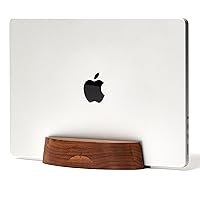 Nordik Vertical Laptop Stand - Walnut - Premium Laptop Holder and Dock for Home Office - Notebook Holder - Space Saving Desk Dock for Mac Users and Laptop Users - Stable Non-Slip Wood Stand