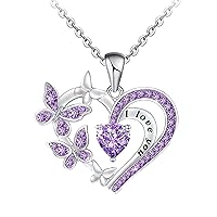 Butterfly Rhinestones Women Necklace Love Heart Butterfly Pendant Necklace Gift Initial Necklace Rose