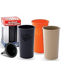 3 Pack - Original Black, Olive Green, Hunter Orange by Spit Bud - Spittoon for Chewing - Portable Dip & Snuff Cup with Lid, Pop Tab, Spill-Proof Funnel - Fits Most Cup Holders - Holds 8oz, 4x4x7