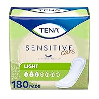 Tena Incontinence Pads, Bladder Control & Postpartum for Women, Ultra Light Thin Absorbency, Regular Length, Sensitive Care - 180 Count