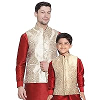 Baap Beta Gold Nehru Jacket (Man-36 Size/Boy-6-12 Months)