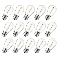 Shatterproof LED S14 Replacement Light Bulbs-E26 E27 Medium Screw Base Edison Bulbs Equivalent to 11 W, Fits for Commercial Outdoor Patio Garden Vintage Lights, 25-Pack, Warm White