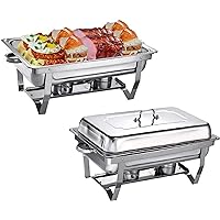 2 Pack Stainless Steel Chafing Dish, Chafing Dish Set Food Warmer Buffet, with Food Pans Fuel Holders, Food Warmer Professional Set for Catering, Buffet and Party
