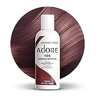 Adore Semi Permanent Hair Color - Vegan and Cruelty-Free Hair Dye - 4 Fl Oz - 104 Sienna Brown (Pack of 1)