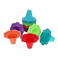 Lot45 Plastic Snow Cone Cups Reusable 8oz 100-Pack - Colorful Flower Bowl Shaved Ice Cups Bulk Set for Hawaiian Party