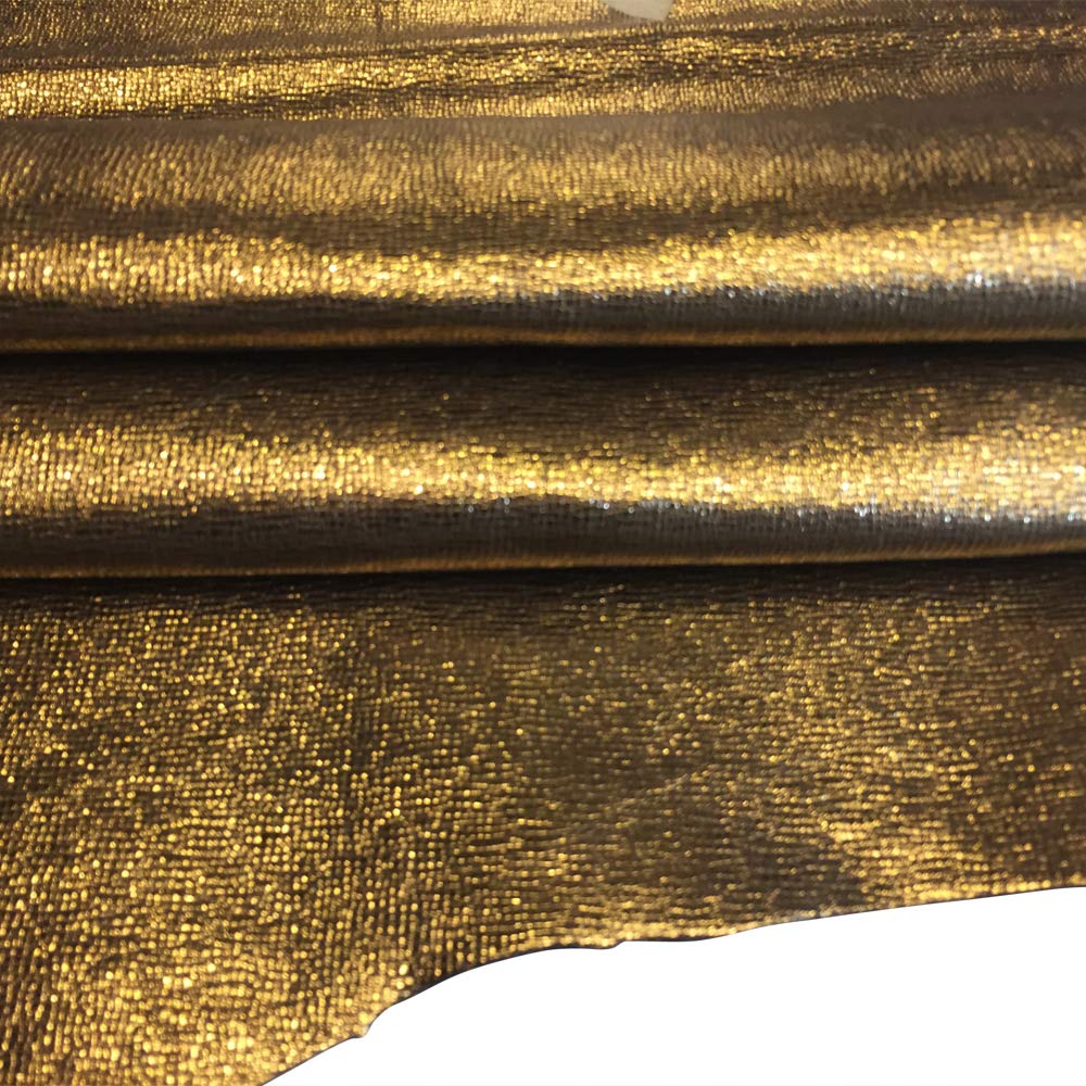 Gold Leather Hide – Quality Full Skins - Light Yellow Gold - 5 sq ft - AVG 26¨x 24¨at Longest and widest – Metallic Finish – Genuine Soft Lambskin ...