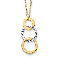 14k Two-tone Polished & Textured 3-Circle Necklace