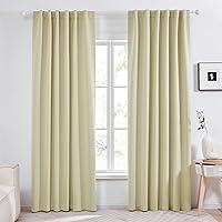 Deconovo Solid Thermal Insulated Window Blackout Curtains, Beige Rod Pocket and Back Tab Curtains - Window Coverings Curtains for Girls Room, 52x95 Inch, Beige, 2 Panels