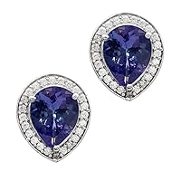 Multi Choice Pear Shape Gemstone 925 Sterling Silver Solitaire Accents Stud For Women