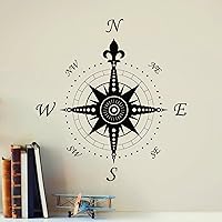 Wall Decal Compass Rose Home Decoration Geography Travel Vinyl Stickers (ig2906) Brown