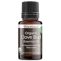 100% Pure Clove Bud Essential Oil, Undiluted, USDA Certified Organic, Food Grade, 15 mL (0.5 fl oz)