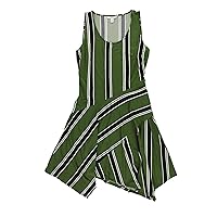 Sleeveless Handkerchief-Hem Dress (Mirror Stripe, XS)
