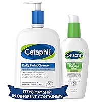 Bundle - Daily Facial Cleanser for Sensitive, Combination to Oily Skin NEW 20 oz and Daily Hydrating Lotion For Face, With Hyaluronic Acid, 3 oz