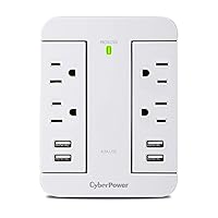 CyberPower P4WSU Professional Surge Protector, 900J/125V, 4 Swivel Outlets, 4 USB Charge Ports, Wall Tap Design, White