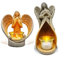 Angel Figurines in Memory of Loved Ones, Tealight Candle Holders with Flickering Led Candle - Angel Statues Sympathy Gifts, Memorial Gifts, Bereavement Gifts, Remembrance Gifts, Condolence Gifts