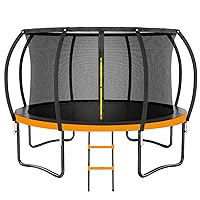Trampoline 12FT 14FT, Outdoor Trampolines with Enclosure Net & Ladder, Recreational Trampoline for Kids and Adults, Heavy Duty Trampoline for Backyard, ASTM Approved