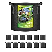 12-Pack 7 Gallon Grow Bags Heavy Duty Thickened Aeration Nonwoven Fabric Pots with Nylon Handles, for Planting Vegetables, Fruits, Flowers, Black