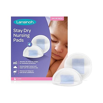 Lansinoh Stay Dry Disposable Nursing Pads, Soft and Super Absorbent Breast Pads, Breastfeeding Essentials for Moms, 200 Count