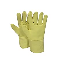 NATIONAL SAFETY APPAREL G44RTRF12 Reversed Kevlar Terry Glove with Twill Cuff, Regular, Yellow