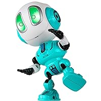 Force1 Ditto Smart Mini Voice Changer Robot Toy for Kids - Talking Mini Robot Voice Recorder Desk Toy with LED Eyes, Posable Flexible Metal Body, and 3 Learning Toy Robot Batteries (Blue)