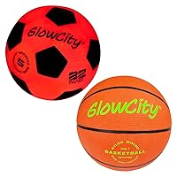 GlowCity LED Soccer Ball and Basketball - Light Up, Indoor or Outdoor Sports Balls with 2 LED Lights and Pre-Installed Batteries- Gift Ideas for Teen Boys and Girls