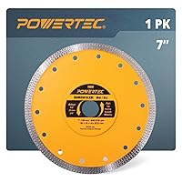 POWERTEC 7 Inch Super Thin Diamond Saw Blades for Tile Saw, Turbo Mesh Rim Tile Blade for Porcelain and Ceramic Tile Wet/Dry Cutting, 7
