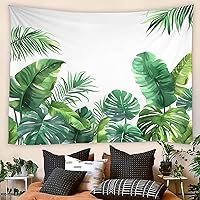 EUBTPA Tropical Green Plant Tapestry Jungle Botanical Banana Monstera Leaf Palm Tree Nature Plant Floral Tapestry Wall Hanging for Room (60×60Inch)