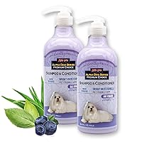 Alpha Dog Series Bright White Natural Whitening Dog Shampoo and Conditioner for Dogs with Aloe Vera, pH Balanced Dog Shampoo and Conditioner Set, Tear-Free for Sensitive Skin 26.4 Oz (Pack of 2)
