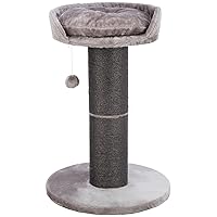 TRIXIE Pepino Scratching Post – Toy - Cozy Bed – Indoor Cat Playground – Sisal Tower – 35” Tall, Pepino, Gray, 22.75 x 22.75 x 35 in.