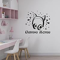 Gamer Girl Room Decor - Game Zone Teenager Wall Vinyl Decals - Vinyl Wall Stickers Game Headphones - Wall Sticker for Kids Room 46x50
