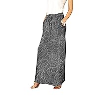 Women's Drawstring Pocket Maxi Skirt Gry/Wht