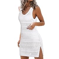XJYIOEWT Cruise Formal Dresses for Women 2024 Long Sleeve,Womens Solid Swimwear Cover Ups Summer Crochet Hollow Out Knit