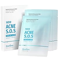 ZealSea Face Sheet Mask, 5 Pack Anti-Acne Face Mask, Face Mask Skin Care for Sensitive Soothing, Pore Cleansing, Moisturizing, Brightening, Firming, Beauty Mask for All Skin Type