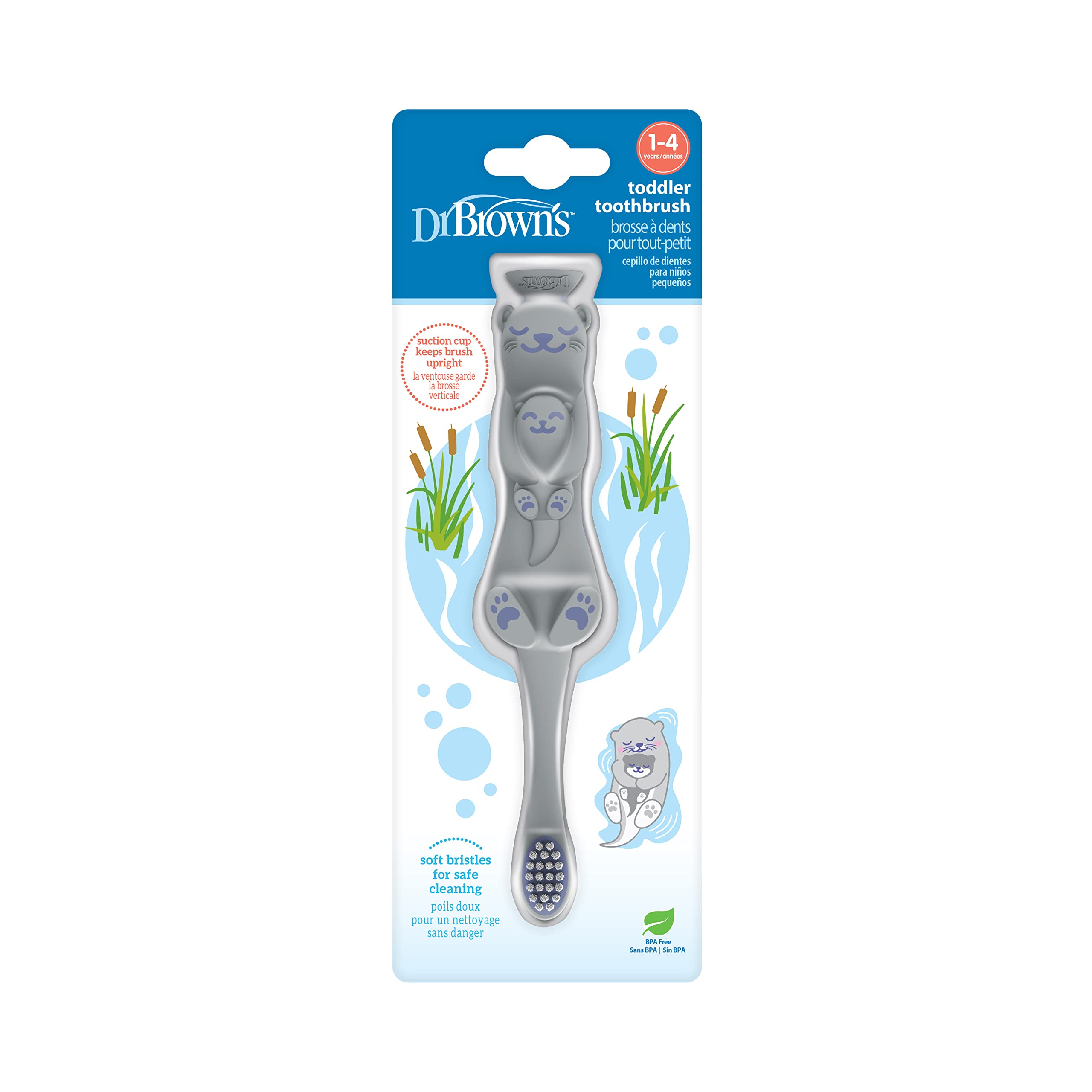 Dr. Brown’s Baby and Toddler Toothbrush, Otter 1-Pack, 1-4 Years