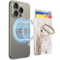 GVIEWIN Bundle - Compatible with Samsung Galaxy S24 Case Marble (Shweta/Beige) + Magnetic Wallet with Phone Grip (Shweta/Beige)