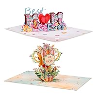 Paper Love Mothers Day Pop Up Cards 2 Pack - Includes 1 Best Mom Ever and 1 Best Mom Trophy, For Mother, Wife, Anyone - 5