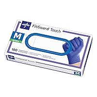 Medline FitGuard Touch Nitrile Exam Gloves, Disposable, Powder-Free, Cobalt Blue, Medium, Box of 100