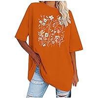 Womens Summer Oversized Tshirts Casual Short Sleeve Crew Neck Shirts Dressy Loose Fit Tees Tops Comfy Trendy Blouses