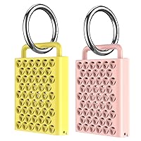 2 Pack Airtag Holder with Keychain, Compatible with Apple Airtag Case Shockproof GPS Item Finders Accessories for Keys Luggage Backpacks, Pink and Yellow