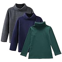 Boys Girls Base Layer Thermal Shirt Turtleneck Long Sleeve Elastic Casual Undershirts 3pcs Set