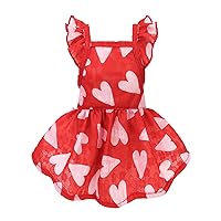Valentines Day Sweet Heart Dog Dress, Dog Holiday Outfit, Dog Clothes for Small Dogs Girl, Pet Cat Apparel, Red, Pink, Large