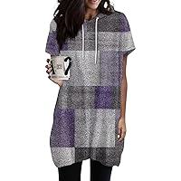 COTECRAM Womens Summer Oversized Hoodies Casual Short Sleeve Shirts Fashion Tunic Tops Lightweight Pullover with Pockets