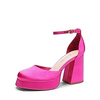 DREAM PAIRS Women's Chunky Platform High Heels Closed Toe Block Ankle Strap Dress Wedding Party Pumps Shoes